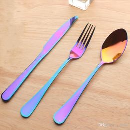 Colorful Stainless Steel Knife Fork Spoon Set Western Dinnerware Kit For Kitchen Restaurant Steak Dishware Sets 10 5wl ff