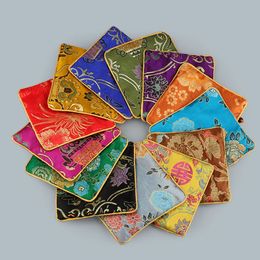 Square Chinese Silk Jewellery Display Packaging Pouches Zipper Wedding Party Favour Gift Necklace Bracelets Pendant Bag