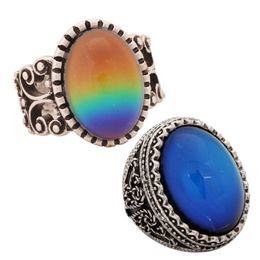 Magic Color Change Cool Big Mood Glass Stone Alloy Ring RS003-RS029