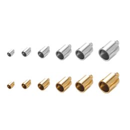100PCS 6 Sizes Gold Silver Rope Chain Cord Crimp end Stainless Steel Bucket End Caps Fasteners for Jewelry DIY Making Accessories