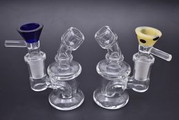 High quality Mini Glass Bongs Water Pipes thick Pyrex Oil Rigs cheap Thick Recycler Nano Bubbler 14mm Female mini bong with bowl