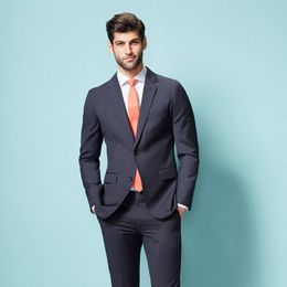 High Quality Two Buttons Dark Grey Wedding Groom Tuxedos Notch Lapel Groomsmen Mens Dinner Blazer Suits (Jacket+Pants+Tie) NO:1788