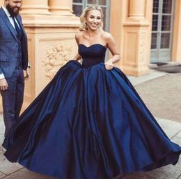 Sexy Navy Blue Ball Gown Prom Dress Satin with Organza with Soft Lining Fancy Evening Dress Prom Dresses LACE-UP/Zipper Back