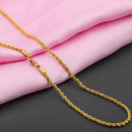 2mm Thin Rope Chain 18k Yellow Gold Filled Womens Mens Classic Style Fashion Necklace 24 Inches Long
