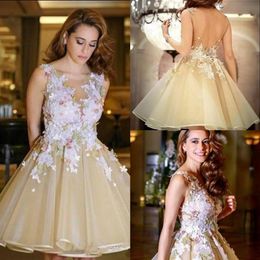 New Sweet Colourful Homecoming Dresses Sexy Sheer Illusion Deep V-neck Backless Cocktail Party Gowns Custom Made Knee Length Short Prom Dres
