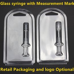 retail glass Canada - 1 Gram Luer Lock Pyrex Glass Syringe tip head Bag 1ML injector with measurment mark and retail packaging for thick Co2 Oil Cartridges Tank