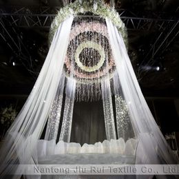 Romantic 10pcs 5m Height *1.5mWidth Organza Voile Drapes Curtain For Wedding Round Pavilion Mandap or Flying Ring