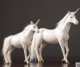 Nordic white resin unicorn statue home decor crafts room decoration objects vintage horse ornament resin animal figurines gifts