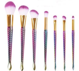 Wholesale 7pcs Purple Makeup Brushes Set honeycomb rainbow handle Cosmetic Foundation Eyeshadow Brush beauty tools kit