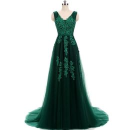 on sale sexy backless prom dresses custom beads a line evening sweep train lace gowns Robe De Mariée