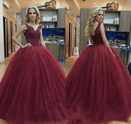Burgundy Ball Gown Prom Dresses Sweet 16 Princess Quinceanera Dress Lace Pageant Gowns Puffy Party Dress Formal Graduation Gowns Plus Size