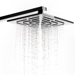 8 Inch Chrome Finish Square Rainfall Shower Head 248 Holes Water Out Stainless Steel Rain Showerhead (Not Including Shower Arm)