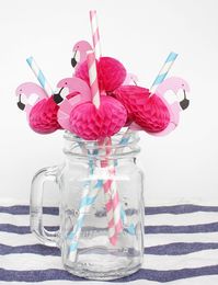 Drinking Straws Hawaii Flamingo Shape Paper 3D Straw Flexible Party Favours Birthday/Wedding/Pool Decor