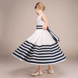 Lovely Ivory&Navy Blue Taffeta Jewel Girls' Pageant Dresses Flower Girl Dresses Holidays Dresses Birthday Skirt Custom Size 22922