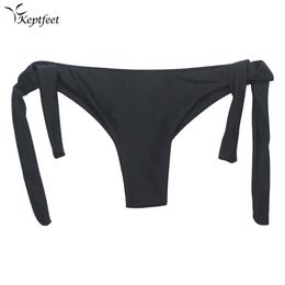 thong swimsuit bottoms UK - 2017 Sexy Solid Thong Swim String Bikini Brazilian Cut Swimwear Women Bottom Adjustable Briefs Swimsuit Panties Underwear