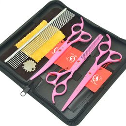 7.0 Inch Meisha Professional Pet Grooming Scissors Kits Japan Curved & Straight Cutting Thinning Shears Cat Dog Haircut Styling Tools HB0167