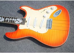 Custom Shop Stevie Ray Vaughan SRV Number One Hamiltone Cherry Sunburst ST Electric Guitar Book-matched Curly Flame Maple Top, SSS Pickups