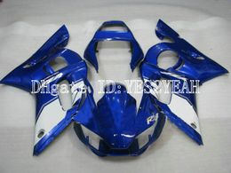 Motorcycle Fairing kit for YAMAHA YZFR6 98 99 00 01 02 YZF R6 1998 2002 YZF600 Top Blue white Fairings set+Gifts YM06