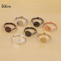 BoYuTe 50Pcs 2 Colors Plated Adjustable Ring Blank Tray Bezel 6MM 8MM 10MM 12MM Cabochon Base Setting Diy Jewelry Accessories