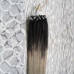 Micro Ring Ombre 1g per Strand 100g Per Package Micro Ring Loop Hair Extension Pure Color Tipped Remy Human Hair Straight Extensions