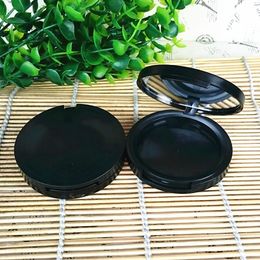 Matte Black Empty Blusher Round Eyeshadow Case Lipstick Pressed Container Cosmetic Powder Compact Packing Box F455
