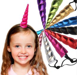 Kids Girls Unicorn Horns Birthday Party Hairband Costume Headdress Children Hair Accessories Rainbow Color GA172