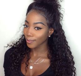 360 Lace Frontal Wigs For Black Women Pre Plucked With Baby Hair Malaysian Curly Full Human Hair Lace Front Wig water Wave