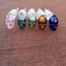 Wholesale Colorful Smoking Spoon Pipes Skull Glass Pyrex Oil Burner Pipes Coil Hand Pipe Tobacoo Tool SW16 DHL Free Shipping