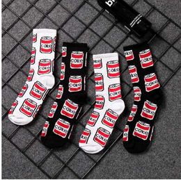 INS Style Harajuku Skateboard Socks Mens Fashion Design Coke Patterned Art Socks Male Hipster Cotton Short Happy Socks Funny Sox
