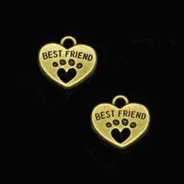 57pcs Zinc Alloy Charms Antique Bronze Plated heart best friend Charms for Jewellery Making DIY Handmade Pendants 14*15mm