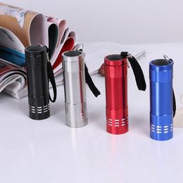 Outdoor Cycling 9 LED Portable Mini torches flashlight led Zoom Aluminum UV Ultra Violet Flash Light