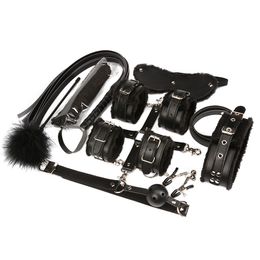 10 Pieces Fetish Sex Bondage Restraint Kit Games Erotic Toys for Couples Mask+Collar+Mouth Gag+Handcuffs+Whip+Nipple and others Best quality