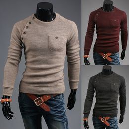 2017 New Arrival Mens Designer Autumn Pullover Sweaters Men Pocket Design Long Sleeve Irregular Knit Sweater Free Shipping