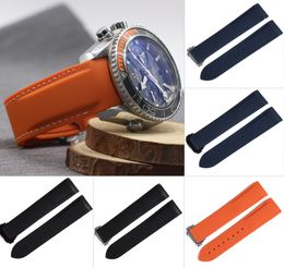 20mm Watch Strap Bands Men Women Orange Black Waterproof Silicone Rubber Watchbands Bracelet Clasp Buckle For Omega Planet-Ocean 296U