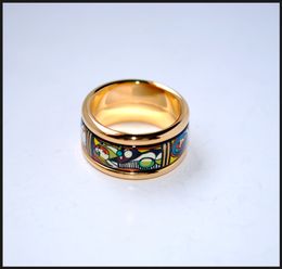 woman before a mirror rings 18k goldplated enamel round band ring top quality fashion Jewellery