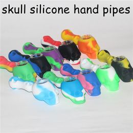 Silicone Rig silicon smoking pipes Hand Spoon Pipe Hookah Bongs 10 Colors oil dab rigs with dabber tool