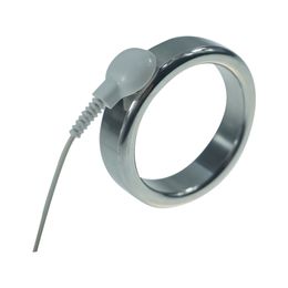 DIY 5sizes for choose electric shock stainless steel penis cock ring vibrator metal electro stimulation accessory sex toys Y18102306