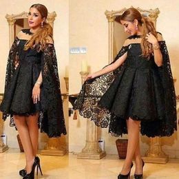 Saudi Arabia Short Prom Dress With Wrap Sexy Jewel Neck Sleeveless Black Above-Knee-Length Cocktail Party Dress Stylish Homecoming Dresses