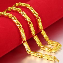 8mm Wide Solid Thick Heavy Chain 18k Yellow Gold Filled Classic Mens Necklace 60cm Long Fashion Jewelry