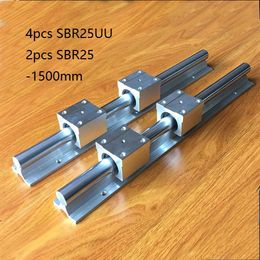 2pcs SBR25-1500mm linear guide /rail + 4pcs SBR25UU linear bearing blocks for cnc router parts