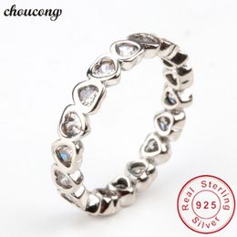 choucong Lovers ring Around Heart Diamond Real 925 sterling Silver Engagement Wedding Band Rings For Women men Bijoux