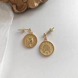 LouLeur 925 sterling silver dollar coin earrings gold portrait one cents round dollar coin pendant necklace for women Jewellery