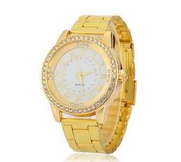 Gold silvery Rose Gold Luxurious crystal QUARTZ Rome scale steel strip Wrist Watch High-grade fashion Man woman quartz Wrist watch