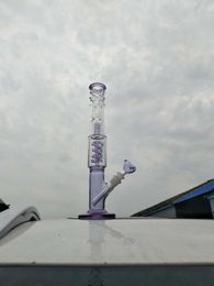 H:36CM Lavender Purple Glass Water Smoking Bings Straight With Recyler Pipes Oil Rigs 2015 Newesr Free Shipping GlASS BONGS