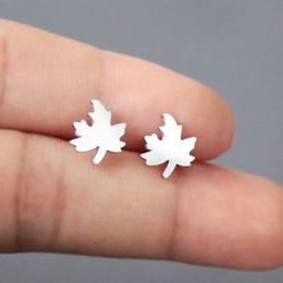 Everfast 10pc/Lot Maple Earring Stainless Steel Earrings Studs Fashion Leaf Ear Jewelry Lucky Gift For Women Girls Kids T122