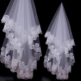 new arrival cheap veil applique one layer 1 5m bridal veil ivory white red 3 colors