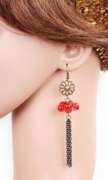 new hot National style jewelry string red crystal beads earring liu suisen female earrings refined classic elegant