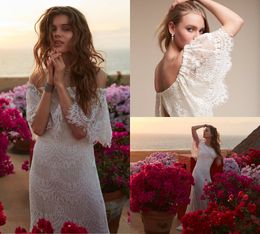 Bhldn Mermaid Wedding Dresses Off Shoulder Sweep Train Ivory Lace Appliques Beach Brodal Gowns Elegant Plus Size Country Wedding Dress