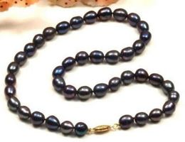 Long 18" 9-10 MM SOUTH SEA NATURAL BLACK PEARL NECKLACE