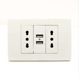 Usb Wall Power Socket Plug Double Italian / Chile Socket with Usb 1000mA USB Charger Port for Mobile 118mm*80mm